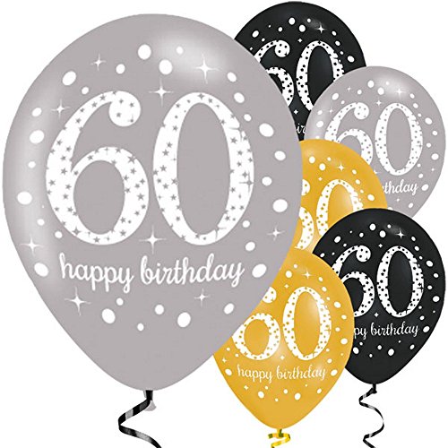 Komplette FesteFeiern® Dekoration zum 60. Geburtstag | Geburtstags Deko 60 | 31 Teile gold schwarz silber mit Luftballon | Party Deko happy birthday 60 - 3