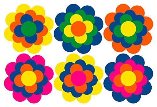 85 Prilblumen Aufkleber Maxiset in 5 Größen, Retro Style 70er Jahre Kult, Wandsticker - 2