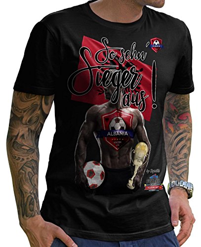 Stylotex Herren T-Shirt Basic So sehn Sieger aus Guy Albanien, Farbe:schwarz;Größe:L