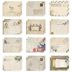 Juego de 12 Mini sobres Vintage estilo Kraft papel diseños distintos