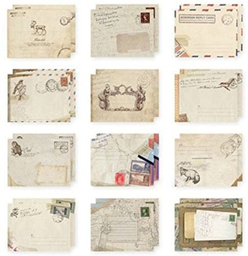 Juego de 12 Mini sobres Vintage estilo Kraft papel diseños distintos