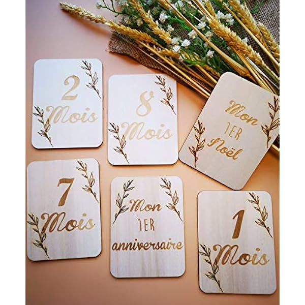 15 Cartes Etapes Pour Bebe En Bois Rectangle Personnalisable Mon Premier Noel Mon Premier Anniversaire Fabrique En France Amazon Fr Bebes Puericulture