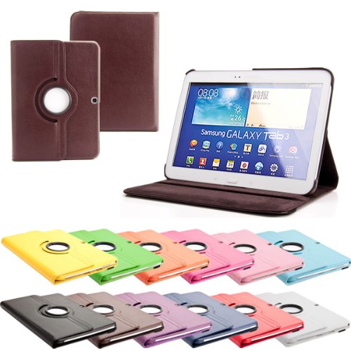 360° Tab3 10.1 Standtasche für SAMSUNG GALAXY TAB 3 10.1 P5200 P5210 P5220 Hülle Schutz Etui Tasche Cover (Braun) - 2