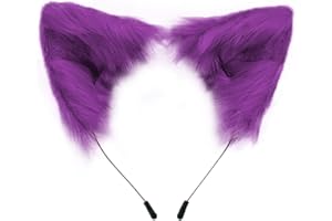 PPFINE Copricapo fatto a mano con orecchie di gatto, lupo, volpe, accessori per costume di Halloween, Natale, cosplay