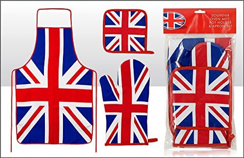 UNION JACK OVEN MITT, POT HOLDER &amp; APRON SET