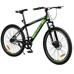 LUISTONE Cycle with Dual Disc Brake, Front Steel Suspension, Single Speed (Green) Ideal for Adults (12+ Years) I Frame Size: 18