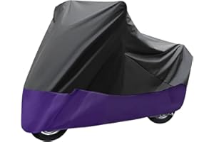 GOGOU Motorbike Cover Waterproof Outdoor, 96.5 x 49.2 x 41.3 Inch All Season Thicker Motorcycle Cover, UV & Wind & Heat Resistant, Anti-Scratch, for Moto Scooter Moped Motocross (Black & Purple)