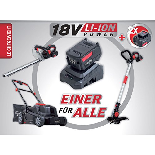 Scheppach Akku-Geräte Garten-XL-Set Rasenmäher 36 V, Heckenschere 18 V, Rasentrimmer 18 V inkl. 2 Stück 18V Li-Ion System-Akkus + 2 Stück Ladegeräte - 7