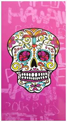 Badetuch, Strandtuch, Duschtuch, Handtuch - "Skull" - Totenkopf pink - 140 x 70 cm - Mikrofaser - Aktionspreis - NEU