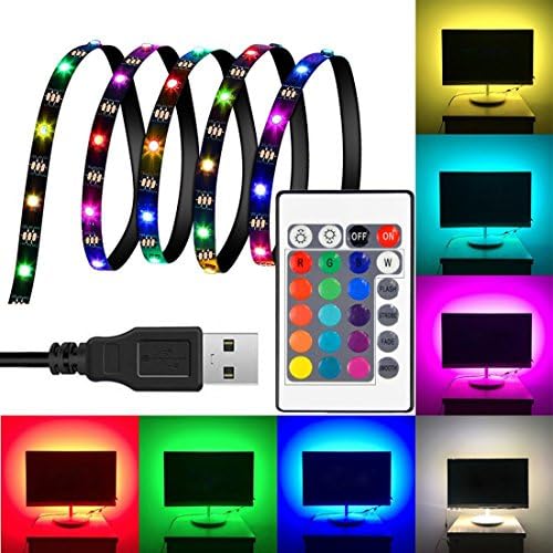 LED TV Backlight 2m/6.56ft LED Band Kit for 40-60 inch TV RGB 5050 LED Strip with Remote Control USB Powered TV Lighting Band for TV with 16 colors and 4 dynamic modeother screens[Energy Class A +++]