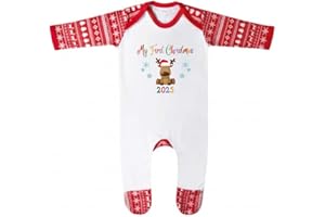 SECOND AVE GIFT COMPANY Second Ave My First Christmas Baby Grow Festive Print Long Sleeve Babygrow Xmas Romper Sleepsuit