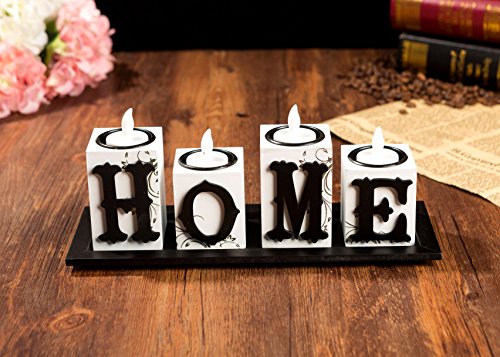 Home Decor weiße LED Holz-Teelicht Kerze Halter Love Dream Geschenk-Set Home - 2