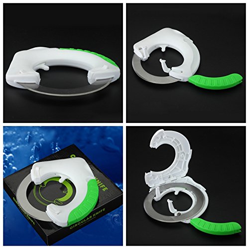NWSS Edelstahl Runde Küchenmesser Kreativ gestaltet Rollenden Messer Multi-Purpose Rundmesser mit einem einzigartigen ergonomischen Design und Scharfer Klinge ermöglicht es Ihnen, Schneiden von Fleisch und Gemüse Schützen Sie Ihr Handgelenk mit hängenden Haken Grün - 2