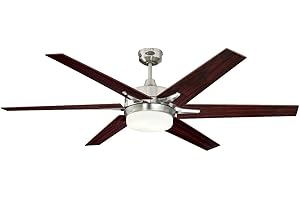 Westinghouse Lighting 72077 Cayuga 152 cm Brushed Nickel Indoor Ceiling Fan, Light Kit with Opal Frosted Glass