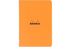 RHODIA 119164C - Orange Piqué Notebook - A4 - Small Squares - 96 pages - White Clairefontaine Paper 80 g/m - Soft, resistant and waterproof coated card cover - Classic