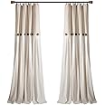 Lush Decor Linen Button Window Curtain Single Panel, 84" x 40", 84"x 40"