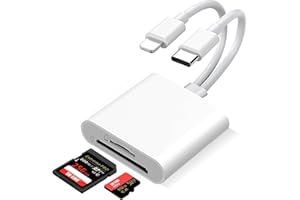 BINGKELE SD Card Reader for iPhone iPad,Micro SD Card Reader,Lightning&USB-C Dual Connector Memory Card Adapter,with SD & TF Card Slots Memory Card Reader,SD Card Reader for iPhone/Android/iPad