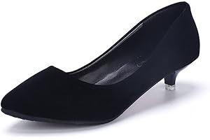 Minetom Femme Printemps Confortable Kitten Talons Chaussures Shoes Pointed Toe Décontractée Suède Chaussures