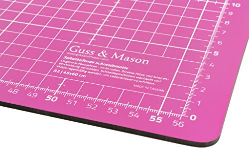 Selbstheilende Schneidematte A2 in Pink, Blau, Grün. Perfekt zum Nähen, Basteln und Patchworken. 60×45 beidseitig bedruckt. cm und inch Angabe - 2