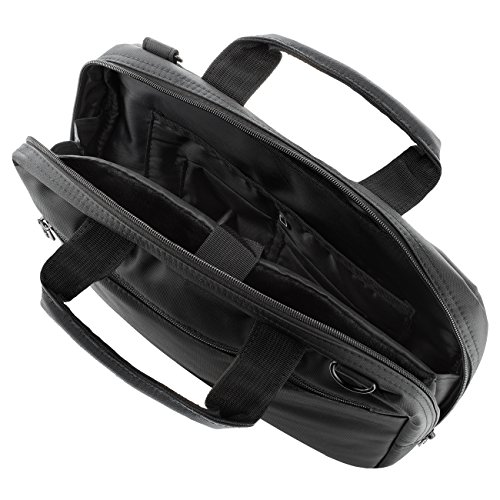 deleyCON Notebooktasche für Notebook / Laptop bis 15,6″ (39,6cm) – Tasche/Hülle aus robustem Polyester mit Zubehörfächern und verstärkten Polsterwänden – schwarz - 3