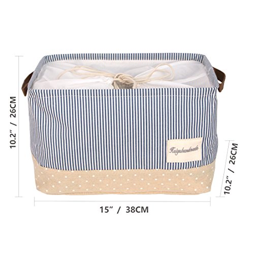 dokehom DKA0611BBS Baumwolle Leinen Quadratisch Aufbewahrung Wäschekorb, erhältlich in 5 Farben blau