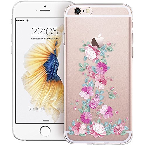 iphone 7/iphone 8s Case, Walmark Soft Gel TPU Silicone Case Clear with Design Cute Cartoon Slim Fit Ultra Thin Protective Cover for iphone 7/iphone 8s Case 4.7 inch_Blossom