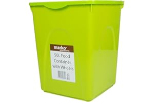 Marko Pet Accessories Food Storage Container with Wheels Large 50L Dog Cat Dry Food Bird Seed Nut Plastic Box with Foam Seal Lid