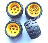 LEGO Technic - 4 R�der mit 43,2x26 Ballonreifen mit Felge in gelb f�r Technik - Sets - 56145 / 61481 - TECHNIK