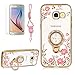 Produktbild Girlyard Hülle Silikon Glitzer für Galaxy A5 2017, Transparent Ultra Slim Plating TPU Weich Case Bling Diamant Schmetterling Blumen Rosa Muster Schutzhülle Flexibel Crystal Clear Backcover mit 360 Grad Strass Ring Ständer für Samsung Galaxy A5 (2017) SM-A520F Golden Rahmen