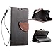 Produktbild Sony Xperia Z3 Compact(Mini) Lederoptik PU Leder Hülle (Frei 2 in 1 Ball Touch Pen) CaseHome Nature Blatt Etui Magnetverschluss Stil PU-Leder Brieftasche [Standfunktion] Deckel Klapptasche Schale Flip Foliant Schützende Haut Hüllen Mit Wallet Kartenfach Magnetverschluss Standfunktion Handytasche Taljereep Lanyard Strap Tragen Folio Tasche Schutzhülle(Schwarz Color)