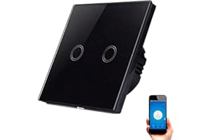Interruptor WiFi Inteligente de Pared compatible con Alexa, Google Home y Smart Life, iOS y Android, Programable – Smartfy (Doble Negro)