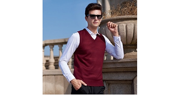Langmotai Sweater Sweater Men Solid V 