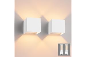 Klighten 2PCS Moderna Apliques De Pared De Exterior y De Interior, Blanco Cálido 3000K Lampara De Pared para Baño, Cocina, Comedor, Blanco(Incluye bombillas G9)