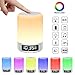 Produktbild Nachttischlampe mit Lichtwecker, Amouhom LED Nachtlicht mit Touchsensor Bluetooth-Lautsprecher Digitaler Wecker mit Musik Uhr in 8 Farbwechsel und 3 Helligkeitsstufen Leselampen Stimmungslampen, Unterstützt SD Karte Aux Anschluss handfreie Anrufe Perfekte Geschenke für Kinder Haus Schlafzimmer
