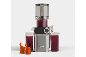 Anybear Cold Press Juicer, 200W Masticating Slow Juicer 4.3" Large Feed Chute Fit Whole Fruits Vegetables | Upgraded Auger | Tritan Materials | BPA Free | Juice Recipes (Silver OU)