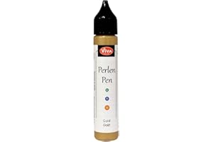 Viva Decor® Beads Pen (Gold, 28 ml) 3D Pearl Pen - T Shirt Marker for Painting Fabric and Textiles - Decorative Colours - Pens Beads - Made in Germany
