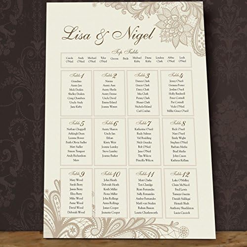 A3 Personalised Lace Style Table Plan - Any Colour