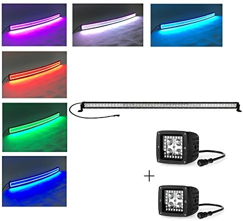 Colorbarz® 288Watts 50inch Straight Led light bar Halo+ 2 pcs Led work light with RGB halo ring,Truck Tailgate Side Bed Light Strip Bar Waterproof Turn Signal, Reverse Lights for Pickup SUV Jeeps