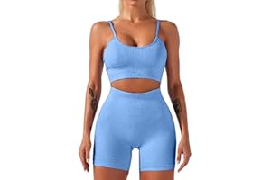 HANERDUN Conjunto Deportiva para Mujer 2 Piezas para Mujer Pantalones De Yoga Súper Elásticos Leggings de Cintura Alta con Sujetador Deportivo