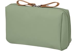 MisFun Kosmetiktasche Klein Schminktasche, Reise Make up Tasche, wasserdichte Leichte Aufbewahrungstasche, Nylon Kulturbeutel mit Fächern, Multifunktions Handtasche Small Make up Bag für Damen Grün