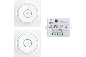 Tedeligo Interrupteur Sans Fil, Interrupteur Auto-générateur Mobile 433Mhz 220V Relais Mini récepteur Rf émetteur Radio Télécommande 100M Contrôle De Portée Pour La Lumière(2Interrupteurs 1Récepteur)