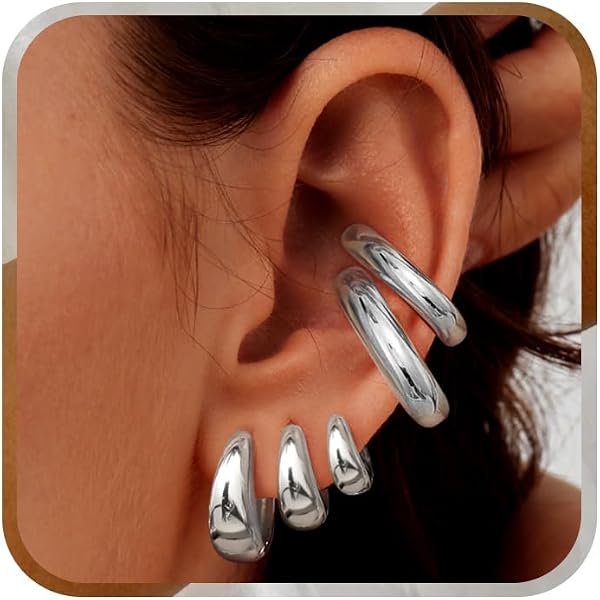 3 Pezzi Orecchini A Cerchio In Argento Sterling 925 - Set Con Zirconia, Ipoallergenici, Piccoli Pendenti, Per Donne E Ragazze