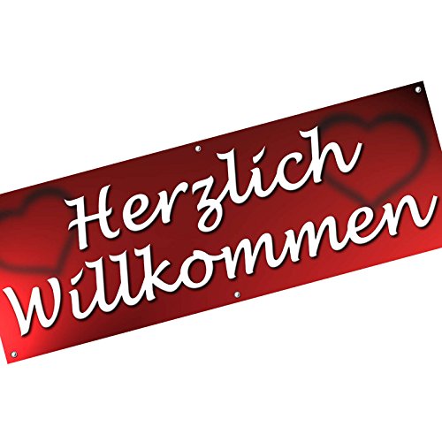 Herzlich Willkommen Spannbanner / Banner / Werbebanner 200 x 70 cm 510g PVC Plane Plakat