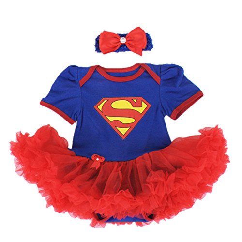 Yunchuan Baby Girls Super Hero Supergirl Batgirl Costume Tutu Dress (L, Blue)