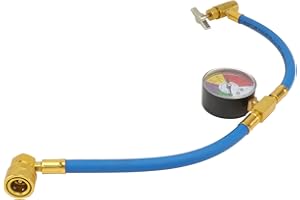 Homoyoyo Manguera de Carga de Refrigerante de Aire Acondicionado R134a con Manómetro para Automóvil (Rosca 1/2 para América Y Europa)