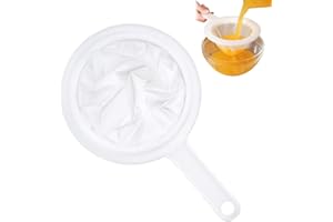 BHIPKOTTamis à Filtre, Tamis en Nylon avec poignée, 200 Mesh Filtre Entonnoir ultrafin avec Rebord et poignée Confortable et antidérapante pour jus, Lait, café