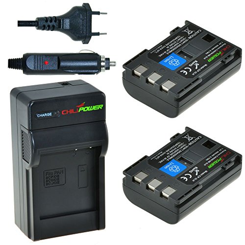 ChiliPower NB-2LH  NB-2L  BP-2L5  BP-2LH Kit  2x Batterie  900mAh    Chargeur pour Canon EOS 350D  400D  Digital Rebel XT  XTi  PowerShot G7  G9   S30  S40  S45  S50  S60  S70  S80  DC410  DC420  VIXIA HF R10  HF R100  HF R11  Kiss Digital N  Canon Optura 30  50  60  40  400  500  Canon Elura 60  50  65  70  80  85  90  40mc  Canon ZR-200