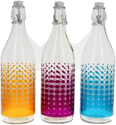 Cerve Set of 6 Glass Clip Top Bottles Air Tight 500ml Reusable Swing top Lid COloured