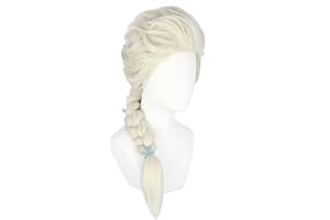 Topcosplay Peluca para Mujeres y Niñas, Larga Princesa Peluca Rubia con Trenza para Disfraz de Carnaval y Fiesta