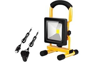 Edasion LED Rechargeable Work Light Portable Floodlight 10W USB Battery Light Super Bright 2000LM Waterproof Outdoor Stand Work Lamp for Car Garage Camping Fishing Hiking Workshop Garden